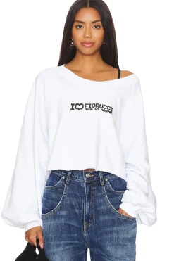 I Love Fiorucci Print Cropped Sweatshirt