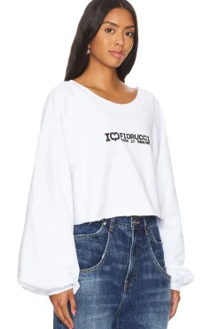 I Love Fiorucci Print Cropped Sweatshirt