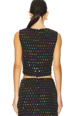 Iiana Sequins Beaded Sleeveless Top