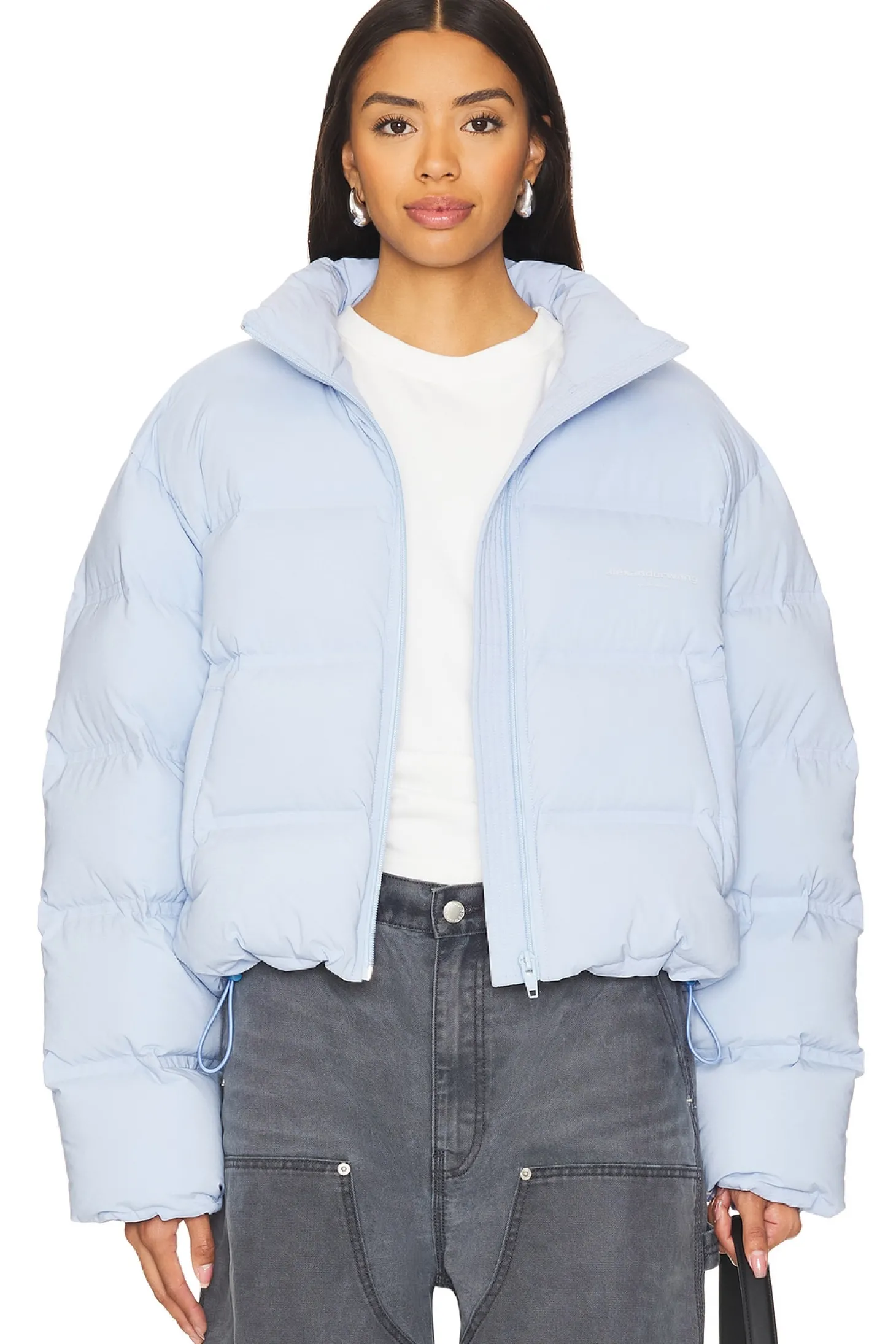 Jacquard Channel Cropped Puffer