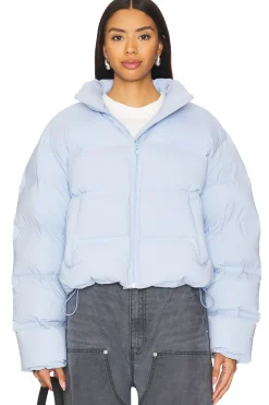 Jacquard Channel Cropped Puffer