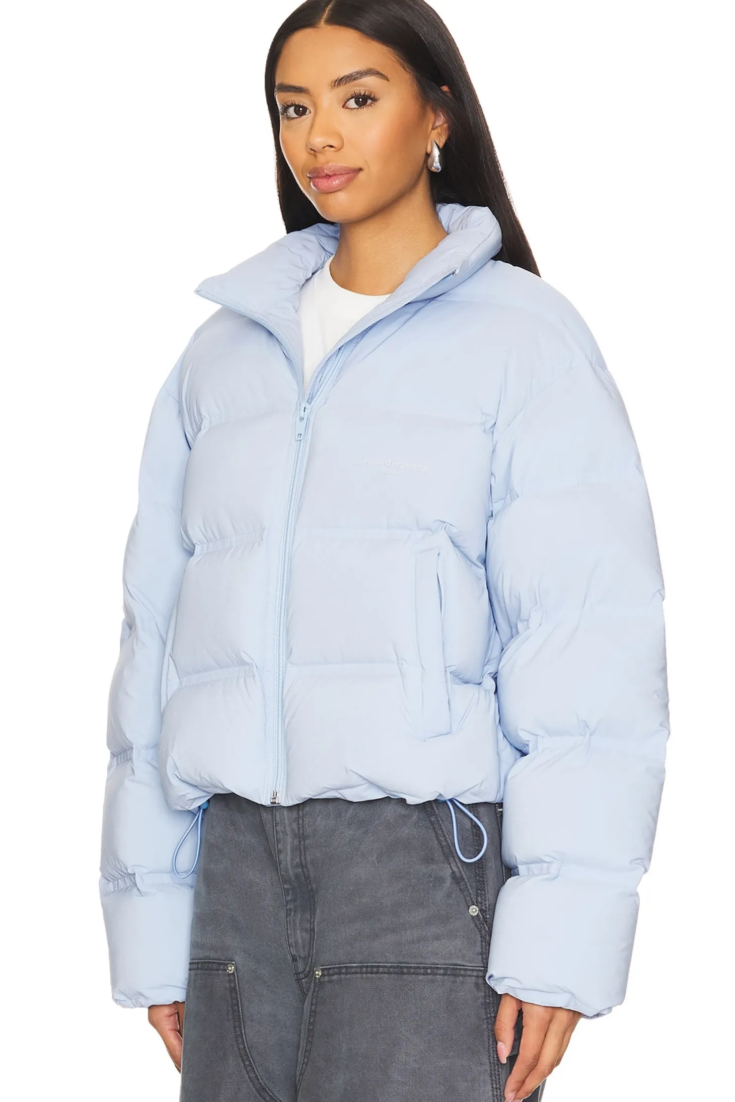 Jacquard Channel Cropped Puffer