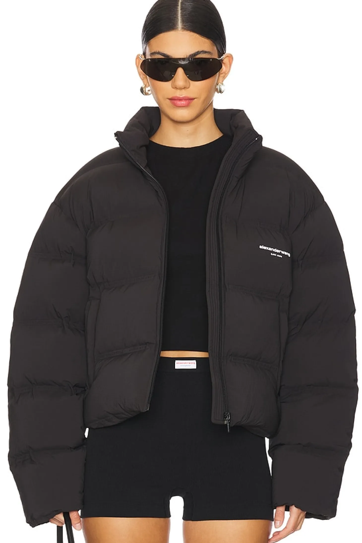 Jacquard Channel Cropped Puffer