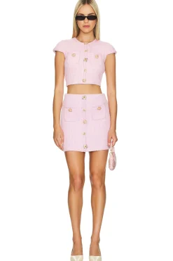 Jewel Button Knit Mini Skirt