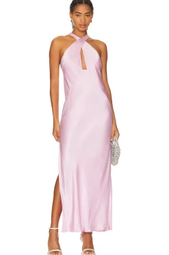 La Lune Cross Front Keyhole Midi Dress