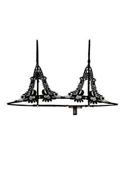 Lace Ouvert Bra in Black