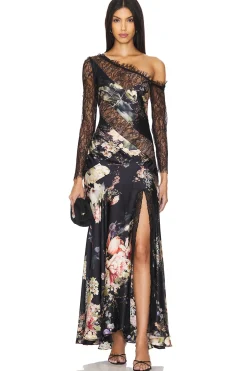 Lace Splice One Shoulder Dress