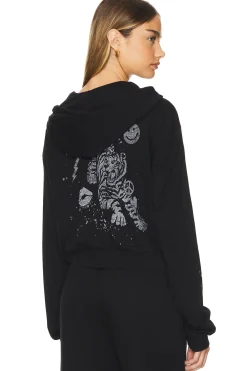 Lachelle Crop Tiger Elements Zip Up Hoodie