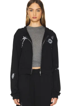 Lachelle Crop Tiger Elements Zip Up Hoodie