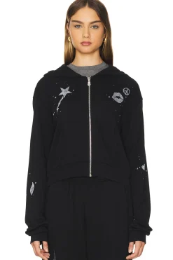 Lachelle Crop Tiger Elements Zip Up Hoodie