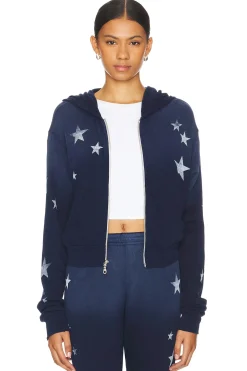 Lachelle Crop Zip Up Hoodie Vintage Stars