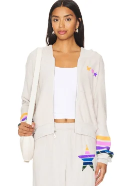 Lachelle Crop Zip Up Hoodie Color Stripe Star