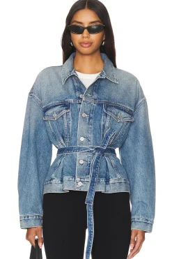 Leela Belted Denim Peplum Jacket