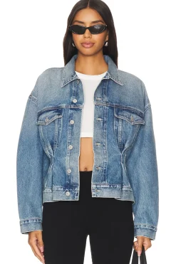 Leela Belted Denim Peplum Jacket