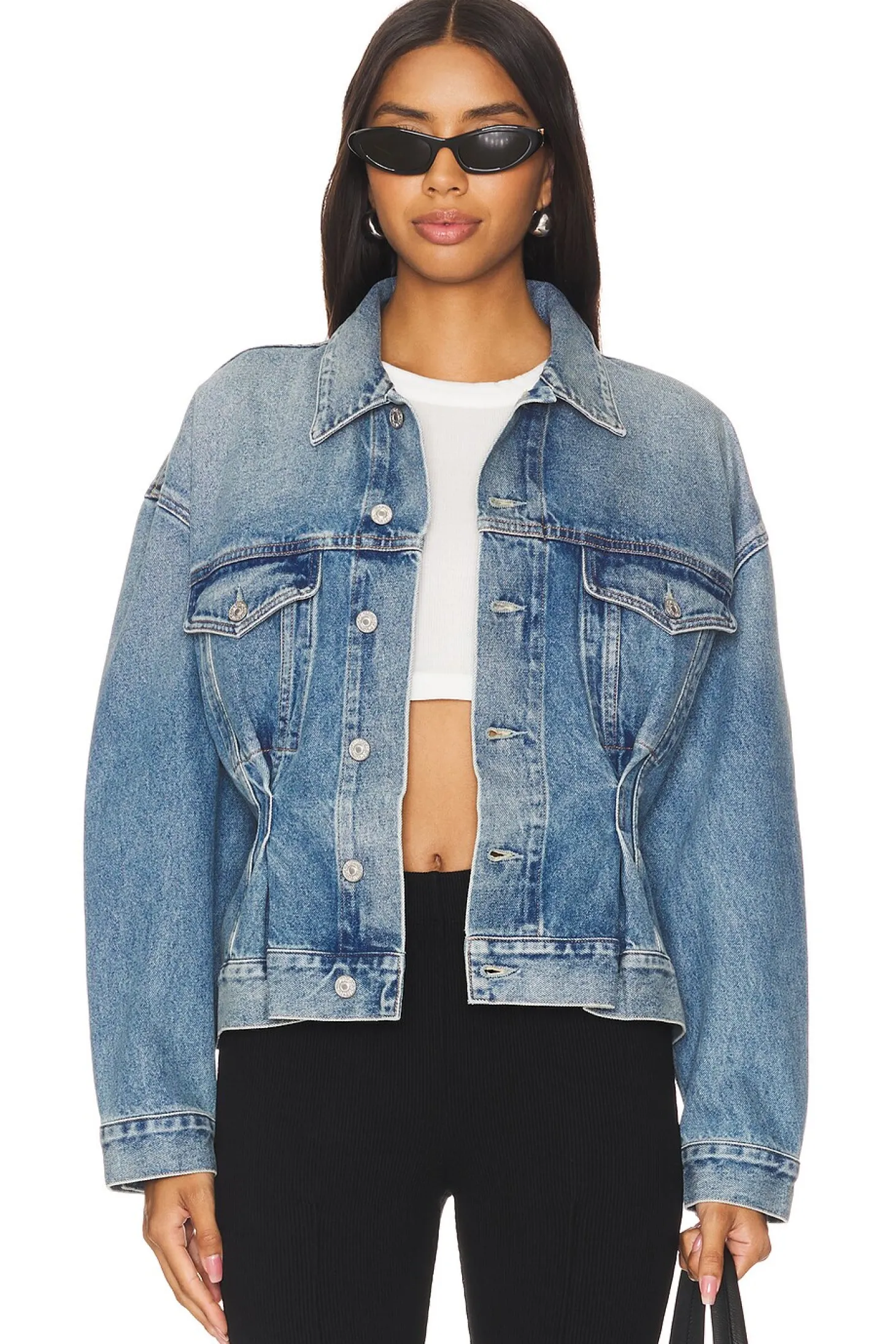 Leela Belted Denim Peplum Jacket