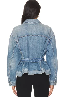 Leela Belted Denim Peplum Jacket