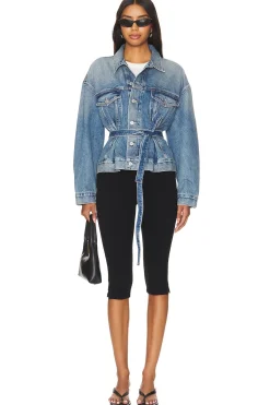 Leela Belted Denim Peplum Jacket