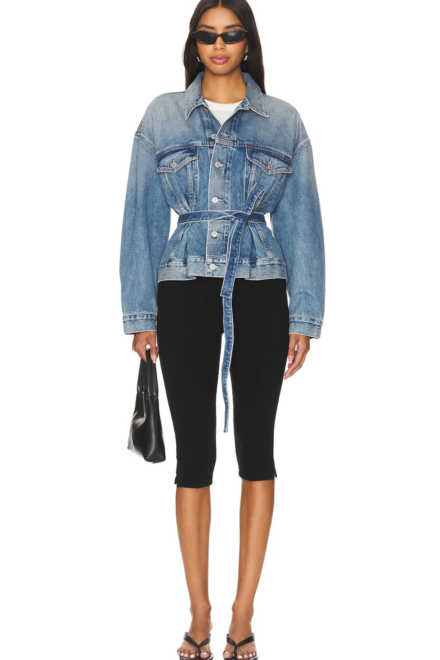 Leela Belted Denim Peplum Jacket