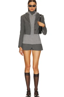 Light Wool Cropped Blazer With Hood