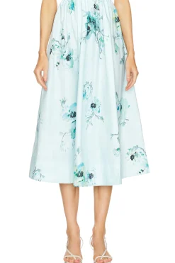 Lightburst Gathered Midi Skirt