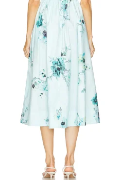 Lightburst Gathered Midi Skirt