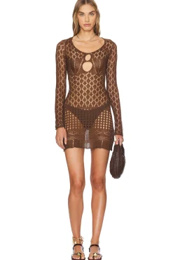 Long Sleeve Crochet Mini Dress