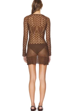 Long Sleeve Crochet Mini Dress
