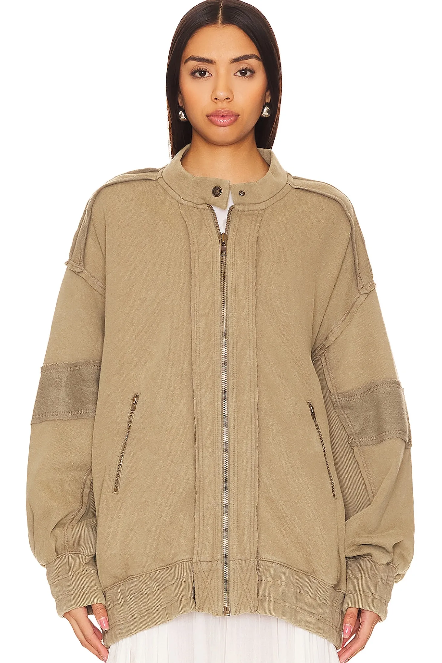 Lou Moto Zip In Olive Stone