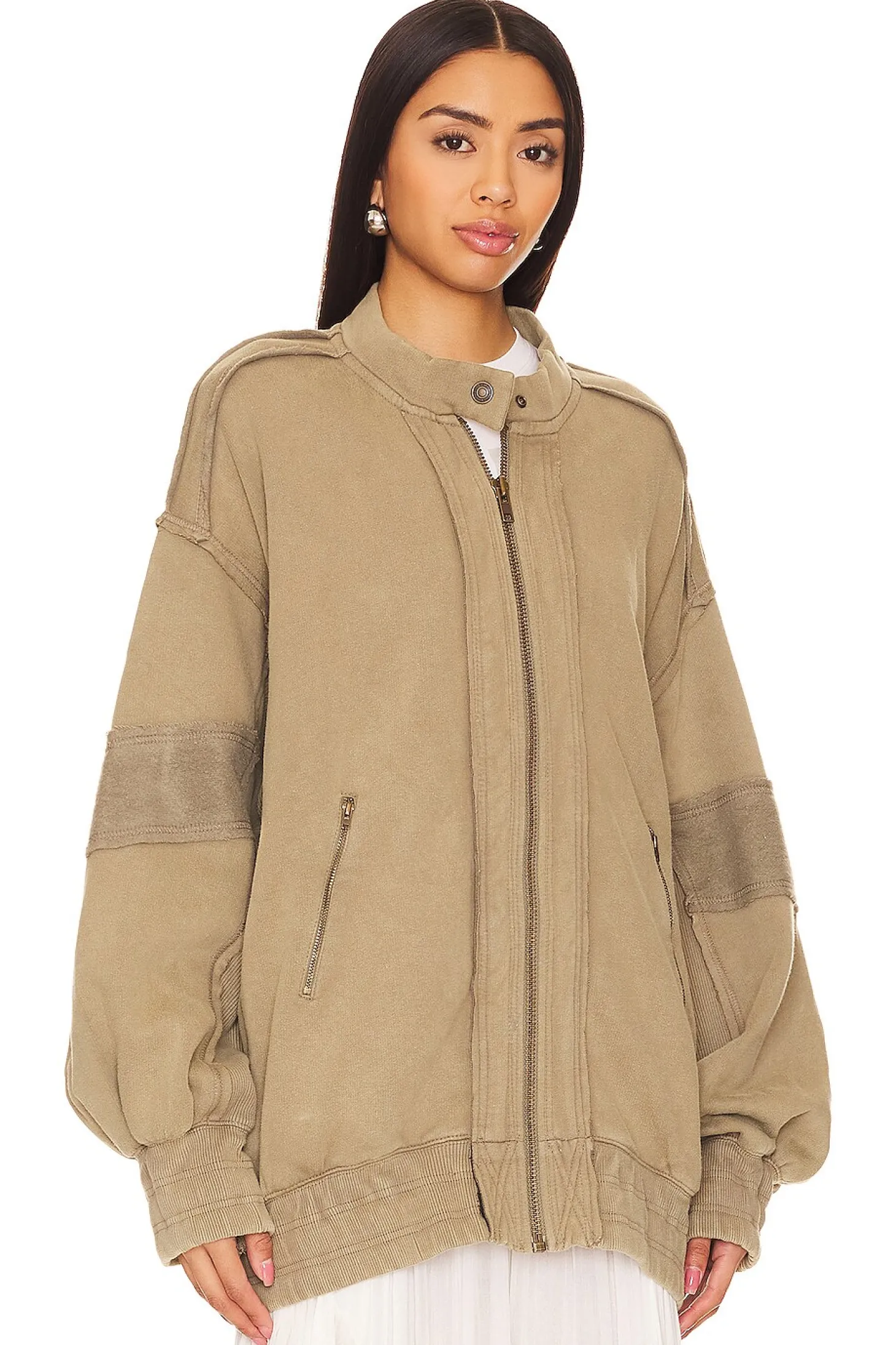 Lou Moto Zip In Olive Stone