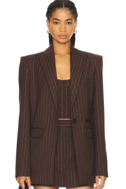 Lurex Pinstripe Single Breasted Oversize Blazer