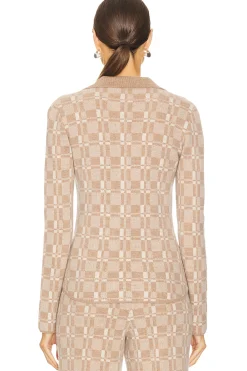 Luxe Plaid Jacquard Collared Button Up