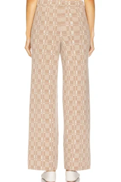 Luxe Plaid Jacquard Wide Leg Trouser