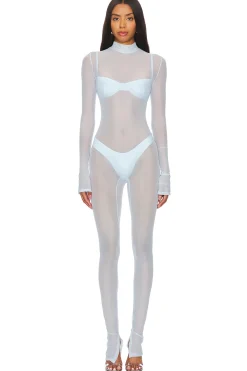 Mesh Mock Neck Catsuit