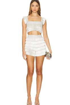 Metallic Fringe Cropped Top