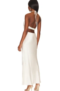 Milo Ruched Open Back Halter Maxi Dress