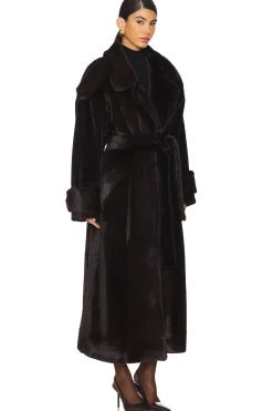 Mink Faux Fur Tie Long Coat