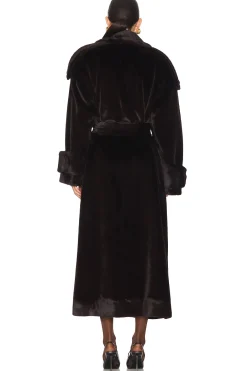 Mink Faux Fur Tie Long Coat