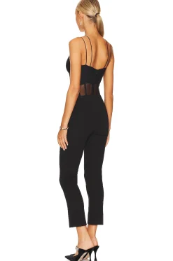 Myrine Mesh & Bonded Crepe Jumpsuit