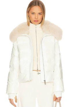 Nylon Puffer Jacket With Faux Collar