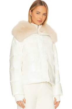 Nylon Puffer Jacket With Faux Collar