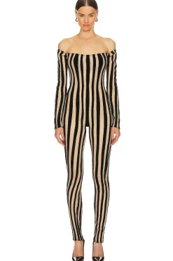 Off Shoulder Catsuit With Zipper Detail