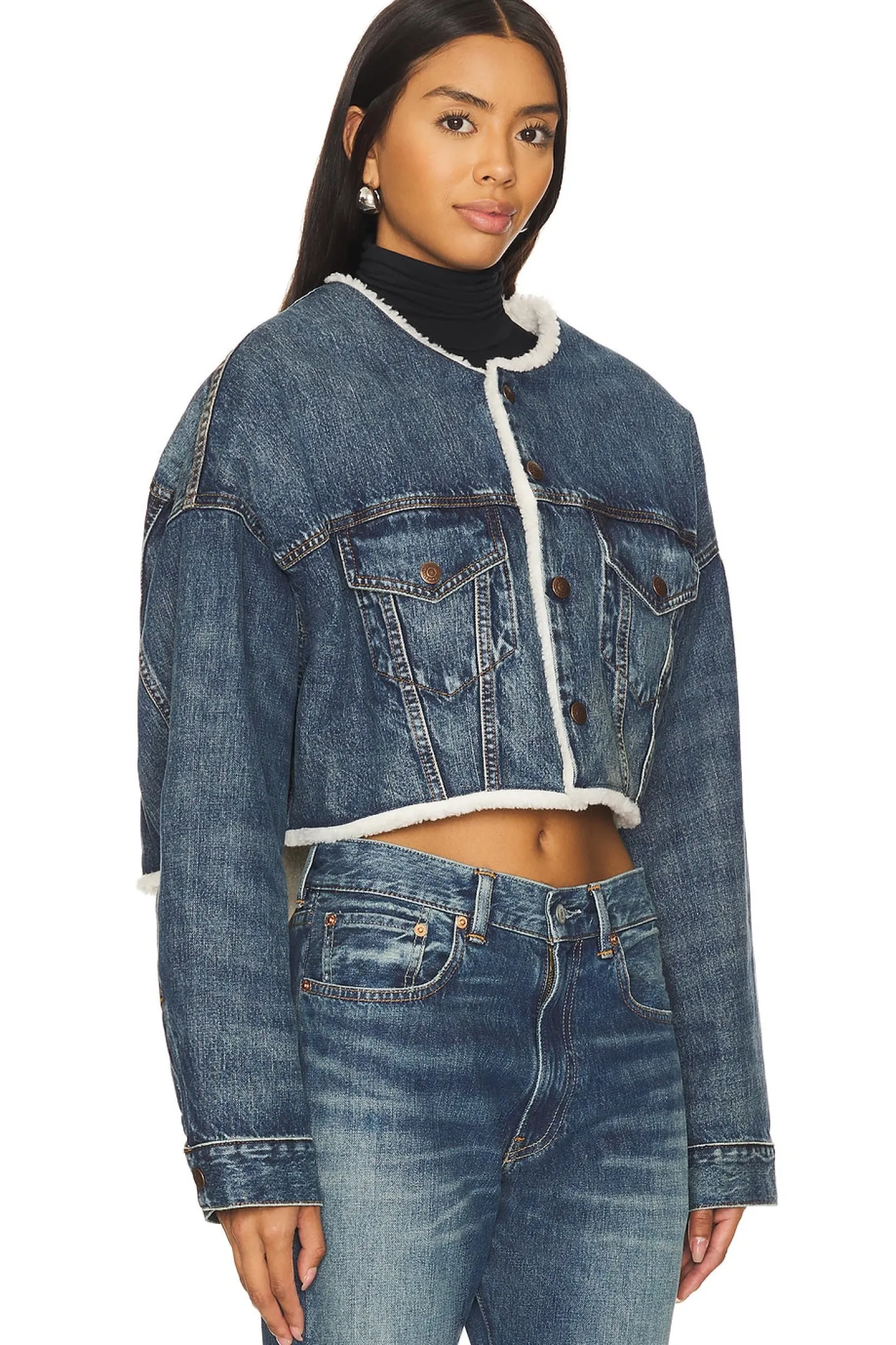Oversized Cropped Denim Jacket