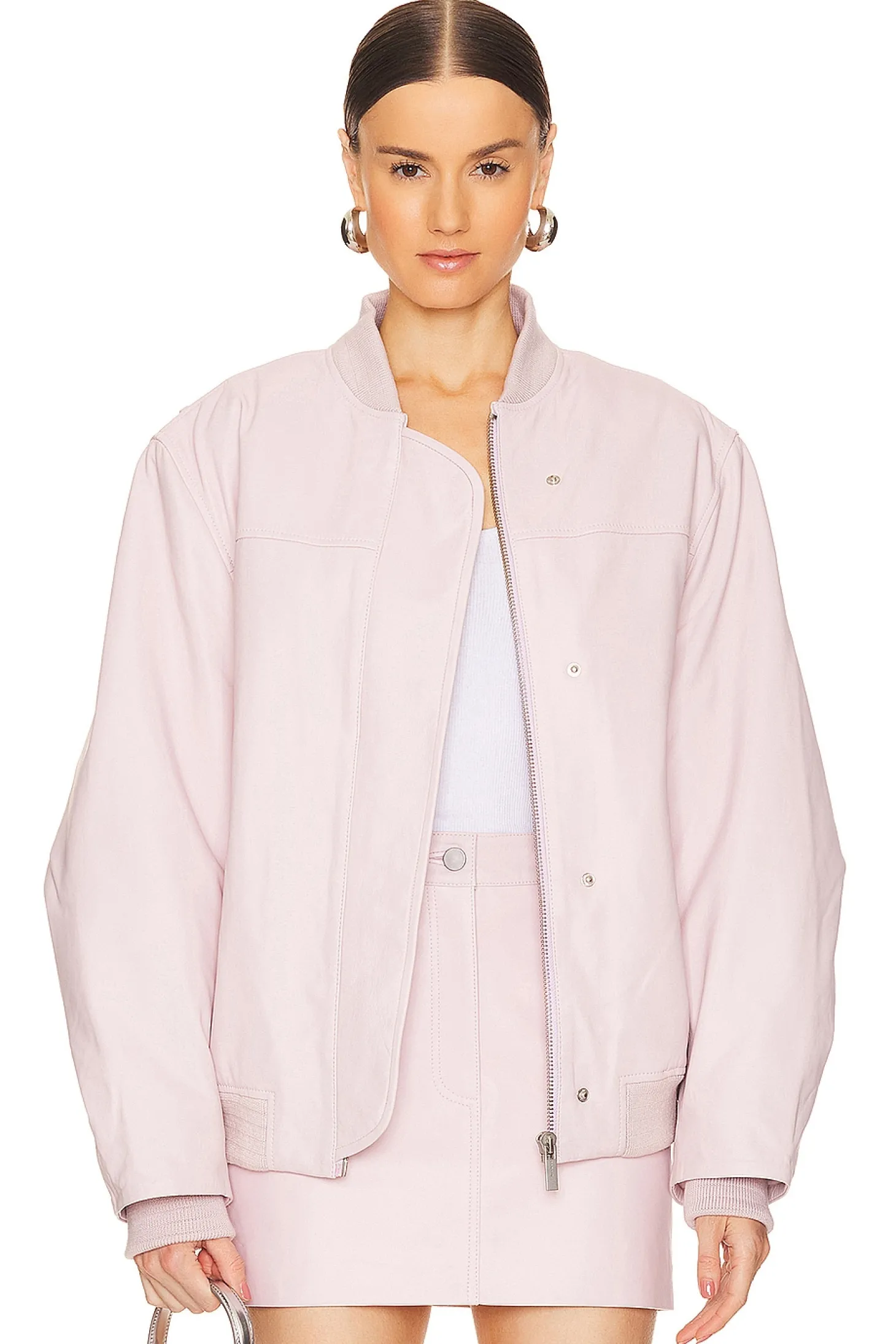 Oversized Leather Bomber Jacket