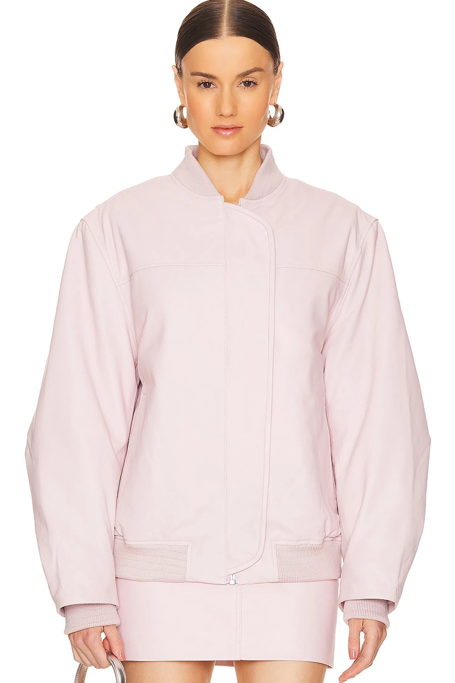 Oversized Leather Bomber Jacket