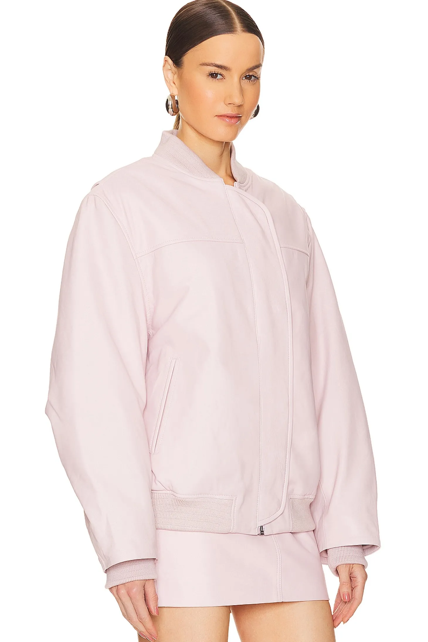 Oversized Leather Bomber Jacket