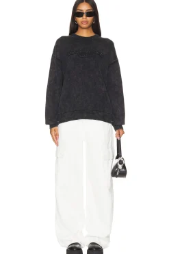 Oversized Long Sleeve Pullover W Emboss Alexander Wang Logo