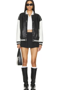 Parker Faux Leather Varsity Jacket