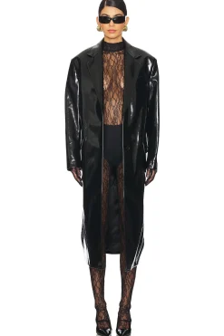 Patent Faux Leather Coat