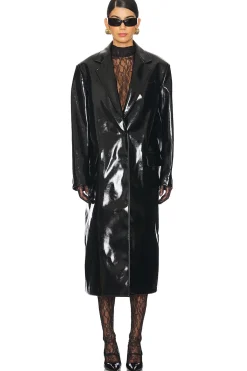 Patent Faux Leather Coat
