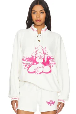 Pink Cherub University Henley Crewneck